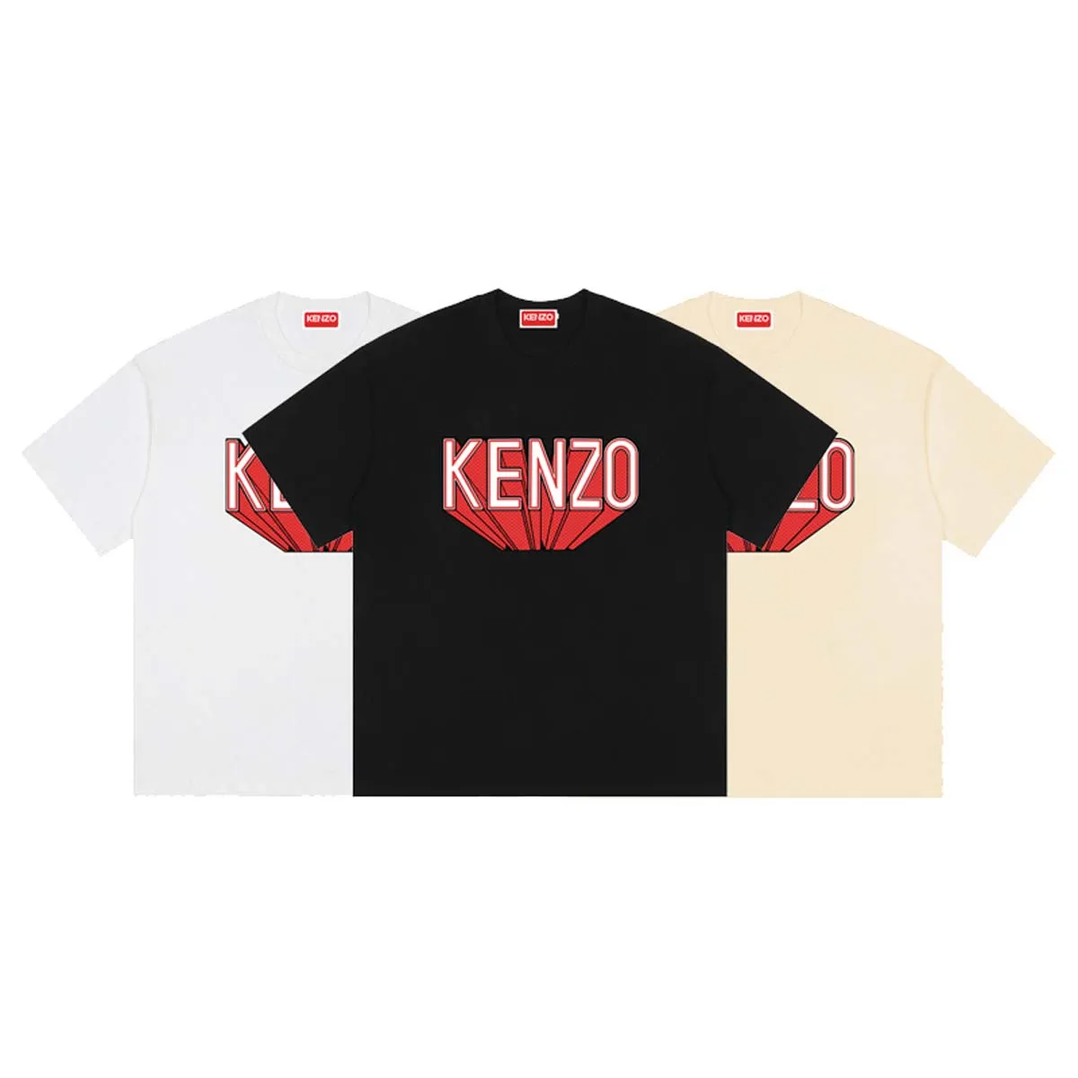 KENZO/Takada Kenzo men's Classic round neck cotton short-sleeved simple casual T-shirt for men Color: Black Apricot White Size: M L XL XXL Three standards included Style number: K 83